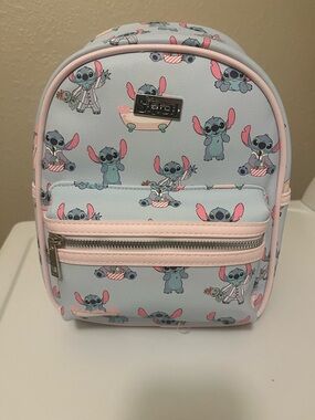 Light Blue & Pink Stitch Mini Backpack